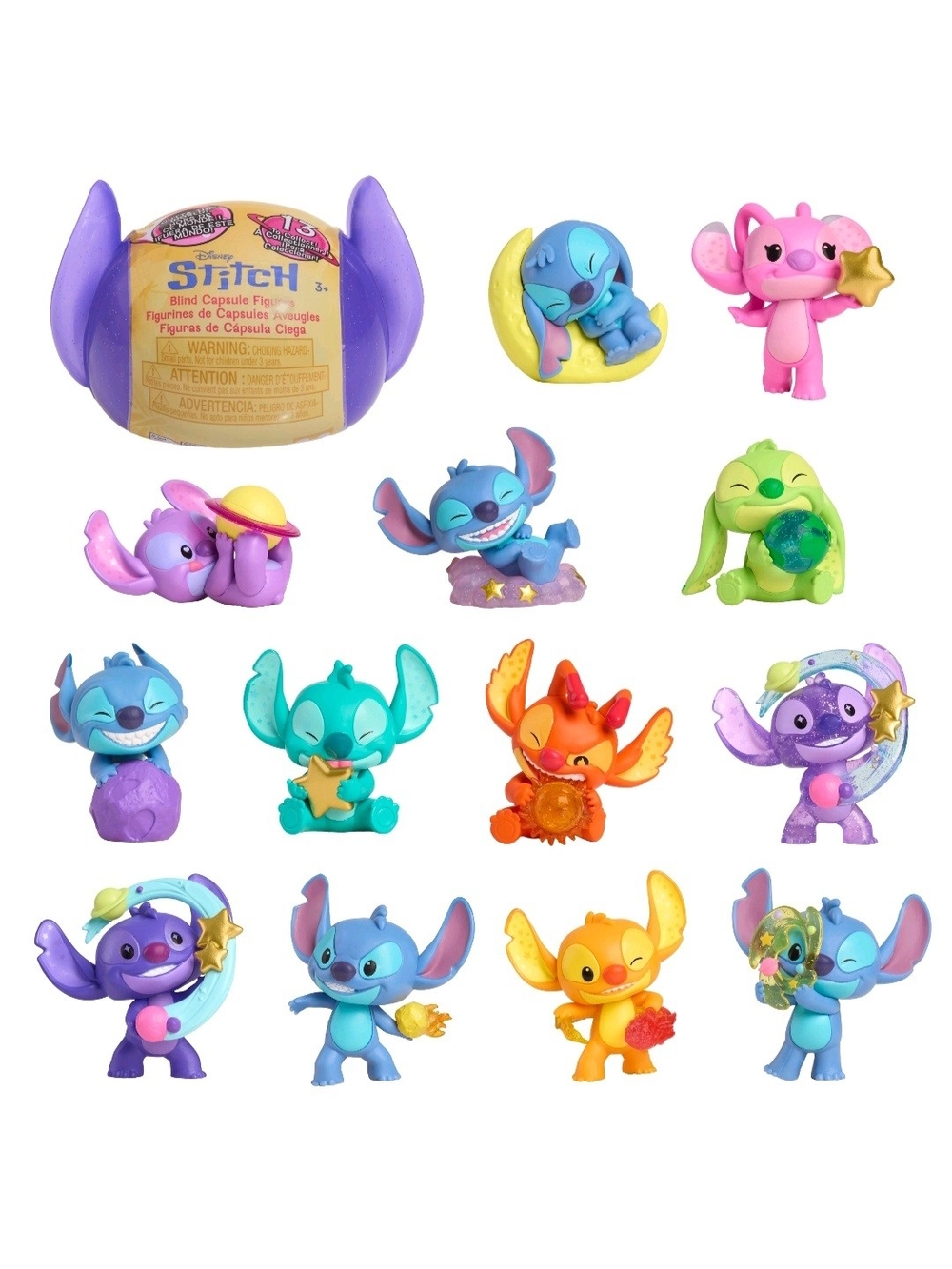 Set Of 5◇Disney Stitch Mini Figure Blind Capsule, 2" Surprise Character